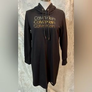 Calvin Klein Black Long Hoodie Sweatshirt Dress